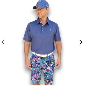 Hreski Geometric Blue Skulls Golf Shorts